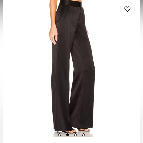 Alice + Olivia Dylan Wide Leg Pant in Black Sz 14 NEW Black Satin - Picture 2 of 4